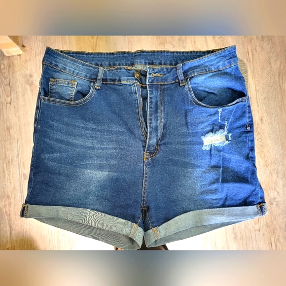SHEIN Pants - SHEIN Misses/Juniors Curve Ripped Denim Shorts Size 1X (14)